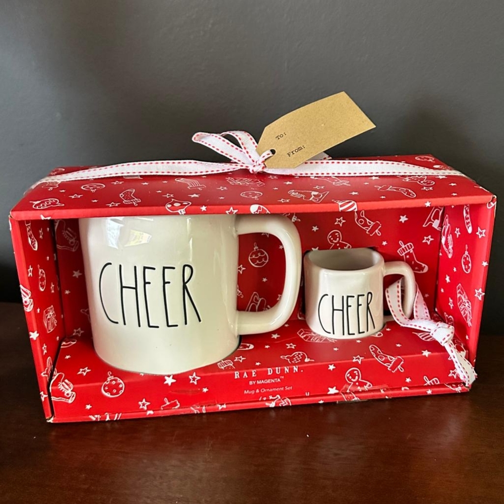RAE DUNN Cheer Mug And Ornament Holiday Set
